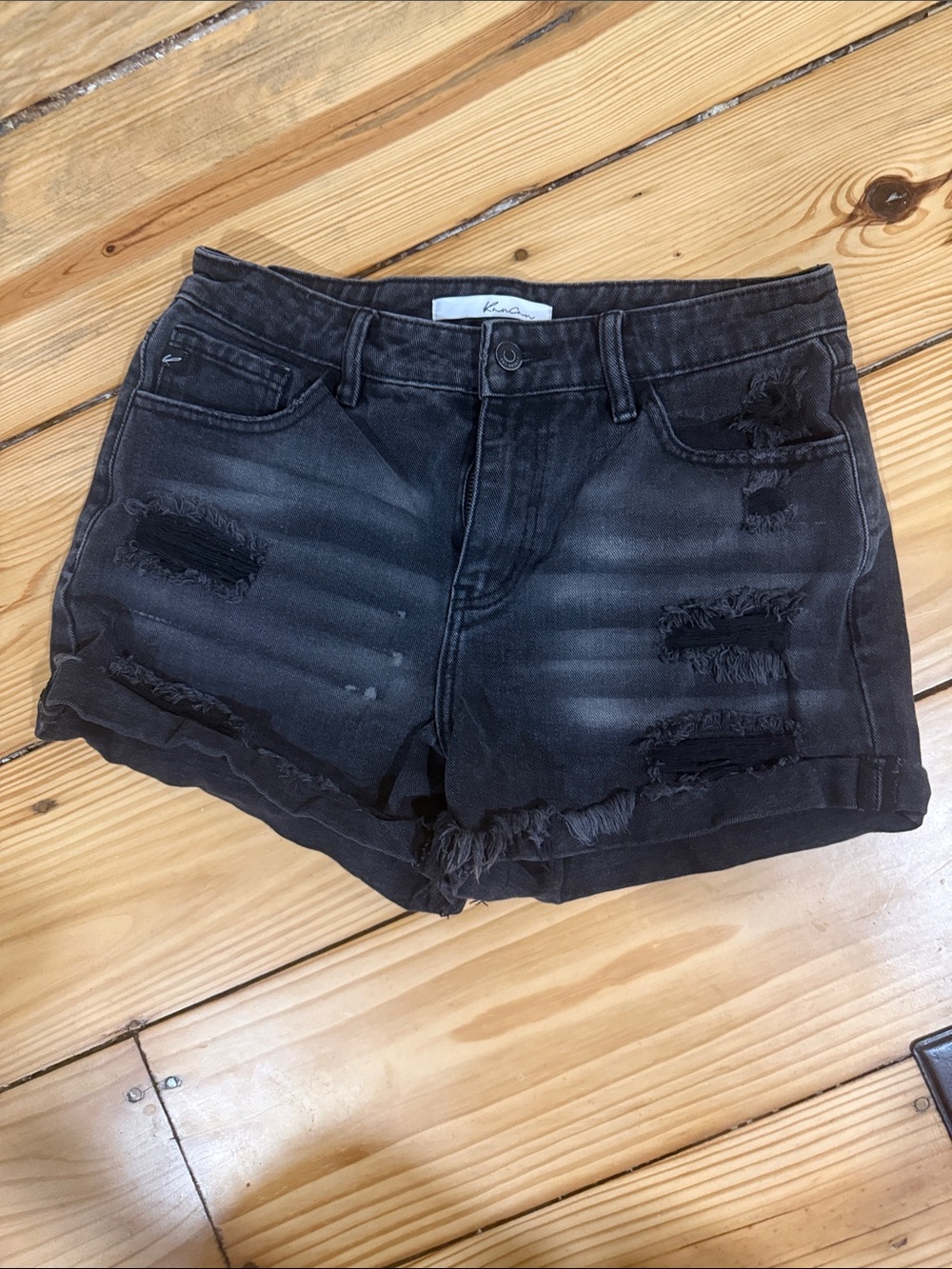 KanCan Black Distressed Denim Shorts